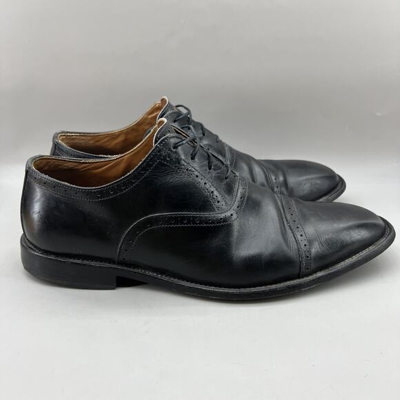 Allen Edmonds Evanston Cap Toe Oxford Men's Size 11 D Black Leather Brogue Shoes - Picture 1 of 10